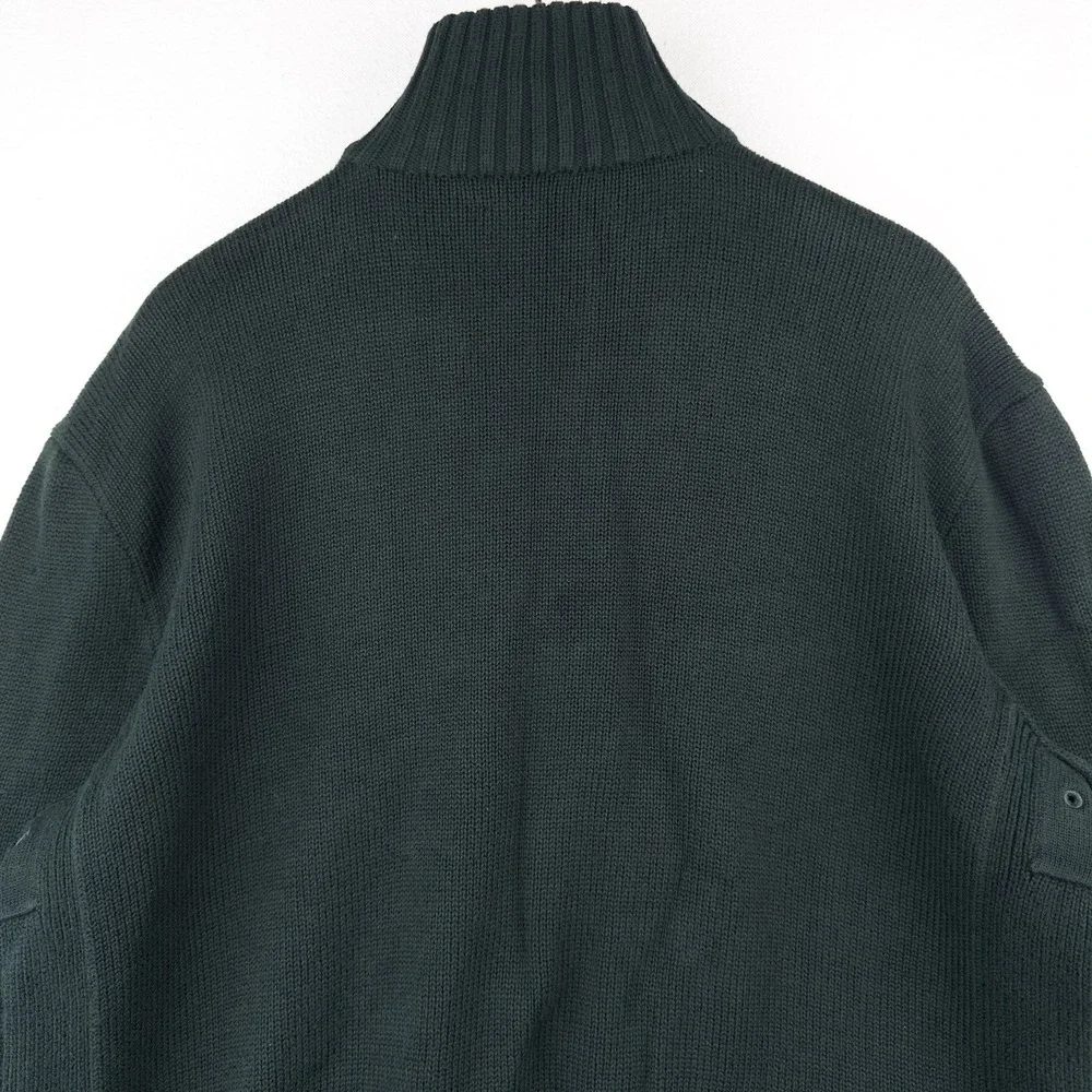 90's Vtg Polo Ralph Lauren Heavy Knit Zip Sweater Jacket Men's L Hunter Green